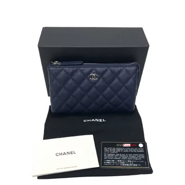 Clutch / Nécessaire Chanel Couro Caviar Marinho