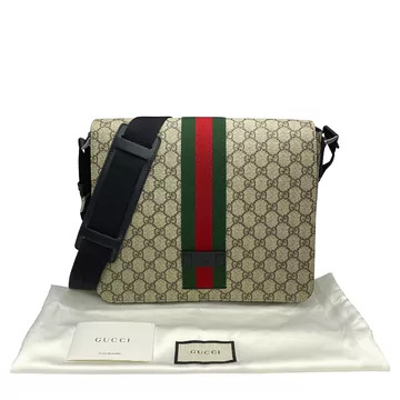 Bolsa Gucci GG Supreme Web Flap Messenger Bag