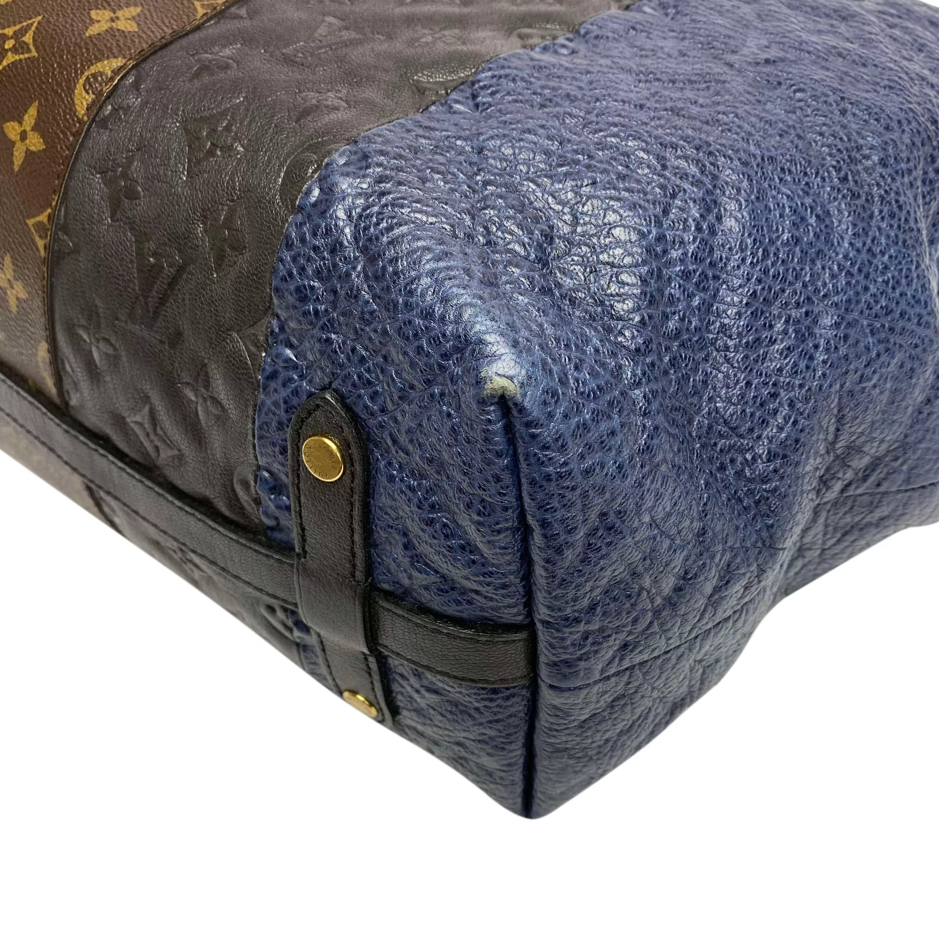 LOUIS VUITTON Monogram Blocks Stripes Medium Bag Marine Satchel Bag